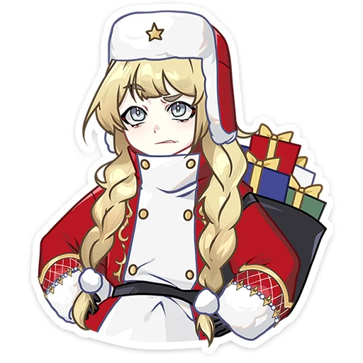 😠 Стикер «Новогодний посыльный Аня» для Telegram