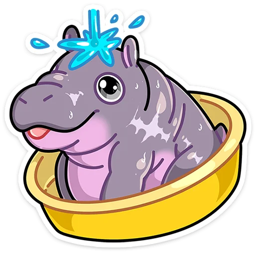 🛀 Стикер «Бегемотик Биги без надписей» для Telegram
