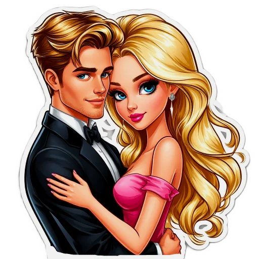 👩‍❤️‍👨 Стикер «The blonde is cool» для Telegram