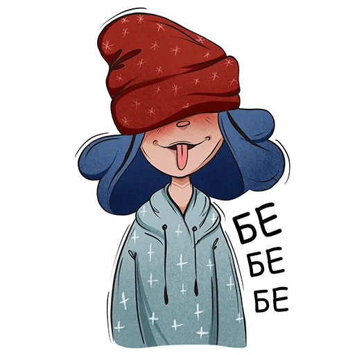Стикерпак Blue hair girl для Telegram — скачать