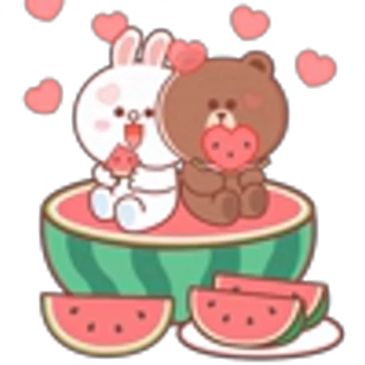 ☀️ Эмодзи «Brown and Friends Love in Summer» для Telegram