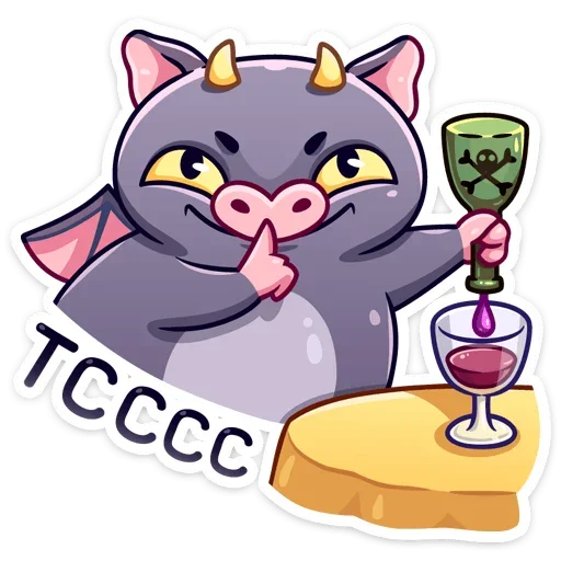 🤫 Стикер «Чертёнок Лютик» для Telegram