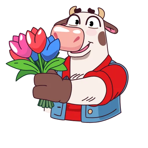 🤩 Стикер «Бык-фермер» для Telegram