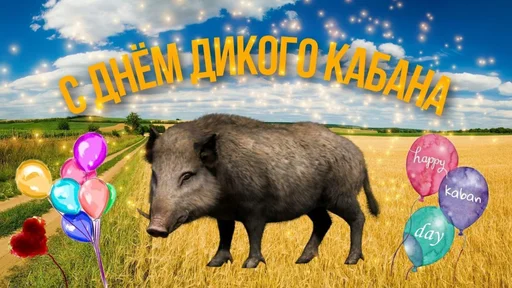 🐗 Стикер «С днем 2 ...» для Telegram