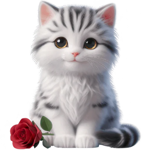 🌹 Стикер «Полосатый котик» для Telegram
