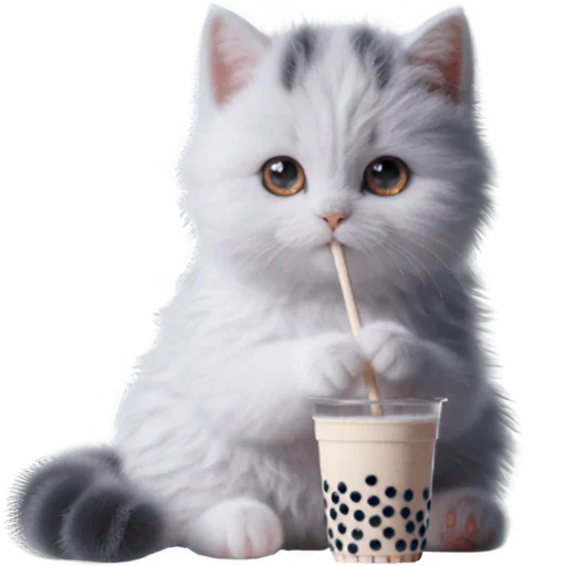 🧋 Стикер «Полосатый котик» для Telegram