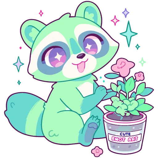 🦝 Стикер «cute green» для Telegram