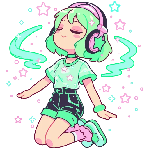 🎶 Стикер «cute green» для Telegram