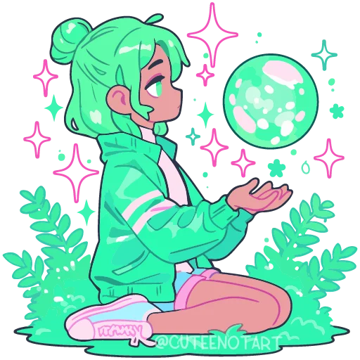🌒 Стикер «cute green» для Telegram