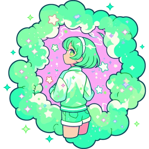 🔮 Стикер «cute green» для Telegram