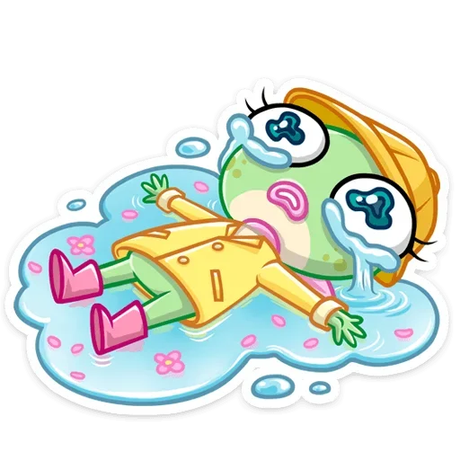 😭 Стикер «Лягушка Дотти, может, и зелёная, но это совсем не» для Telegram