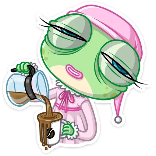 ☕️ Стикер «Лягушка Дотти, может, и зелёная, но это совсем не» для Telegram