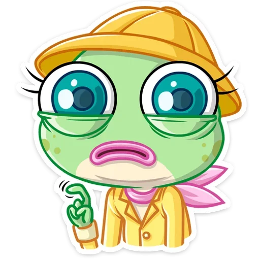 😧 Стикер «Лягушка Дотти, может, и зелёная, но это совсем не» для Telegram