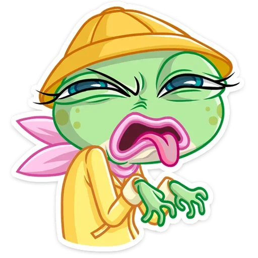 😝 Стикер «Лягушка Дотти, может, и зелёная, но это совсем не» для Telegram