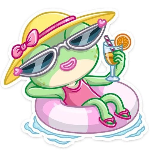 🏖 Стикер «Лягушка Дотти, может, и зелёная, но это совсем не» для Telegram