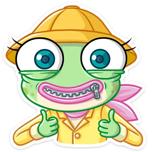 👍 Стикер «Лягушка Дотти, может, и зелёная, но это совсем не» для Telegram