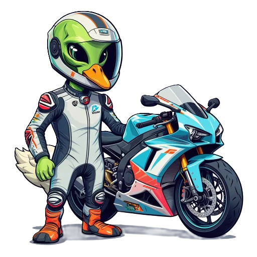🏍 Стикер «Duck sport alien» для Telegram