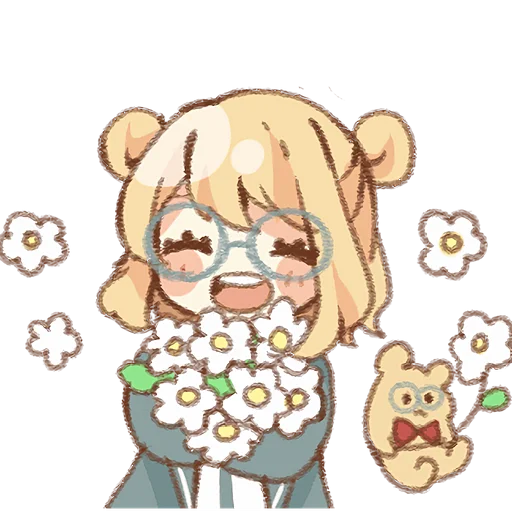 💐 Стикер «Тян в круглых очках» для Telegram