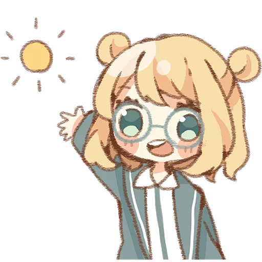 🌞 Стикер «Тян в круглых очках» для Telegram