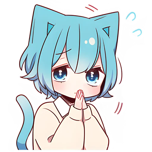 😬 Стикер «Голубой котик-кун» для Telegram
