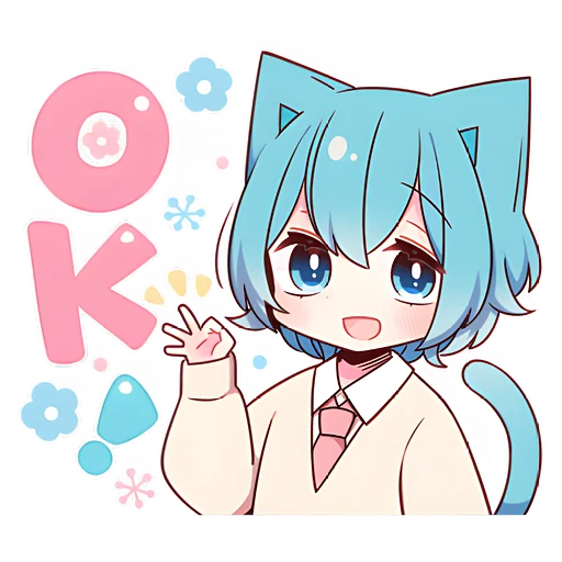 👌 Стикер «Голубой котик-кун» для Telegram