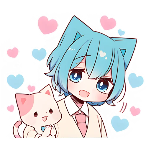 🥰 Стикер «Голубой котик-кун» для Telegram
