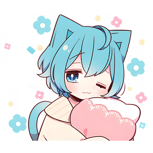😴 Стикер «Голубой котик-кун» для Telegram