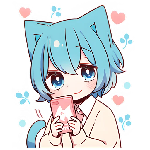 ☺ Стикер «Голубой котик-кун» для Telegram