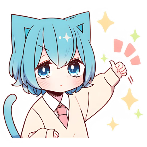 👍 Стикер «Голубой котик-кун» для Telegram