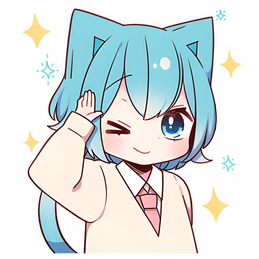 😉 Стикер «Голубой котик-кун» для Telegram
