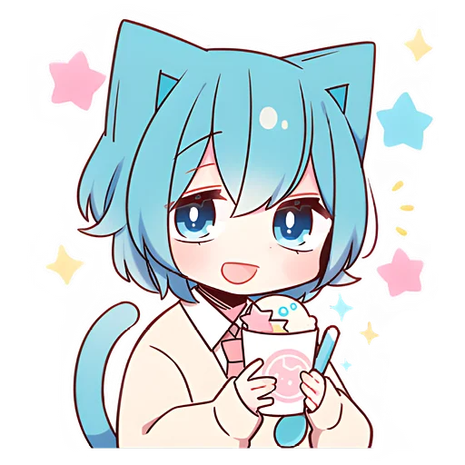 😍 Стикер «Голубой котик-кун» для Telegram