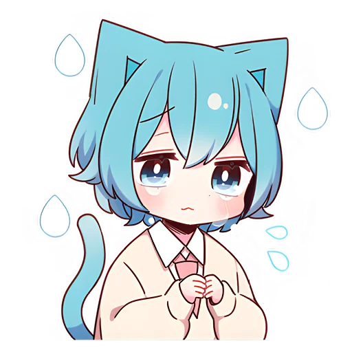 😔 Стикер «Голубой котик-кун» для Telegram