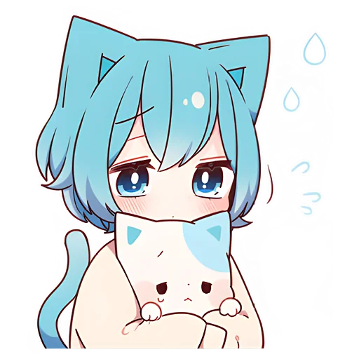😔 Стикер «Голубой котик-кун» для Telegram