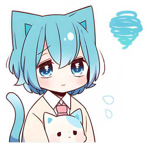 🤨 Стикер «Голубой котик-кун» для Telegram