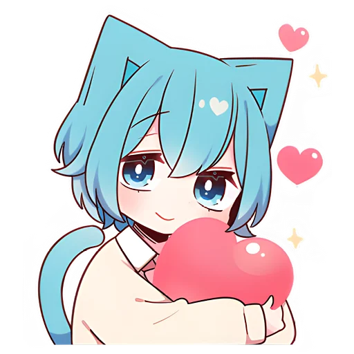 ❤️ Стикер «Голубой котик-кун» для Telegram
