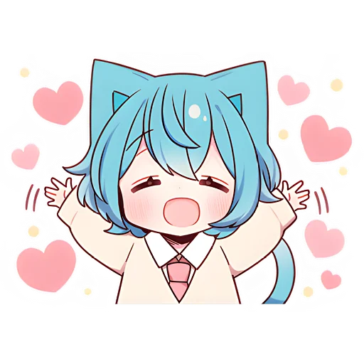 🥳 Стикер «Голубой котик-кун» для Telegram