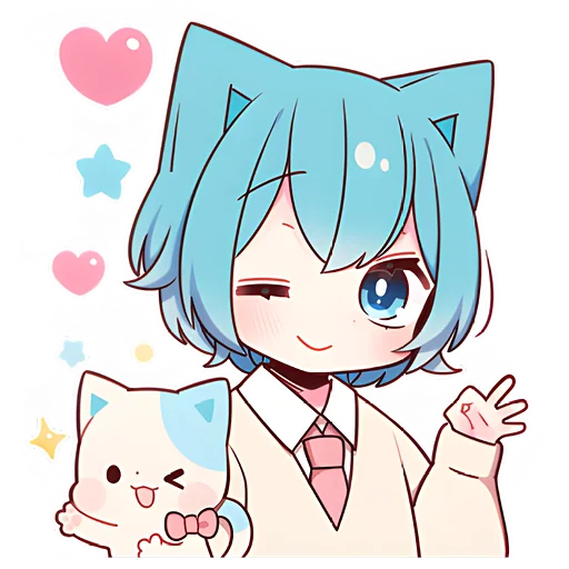 ✌ Стикер «Голубой котик-кун» для Telegram