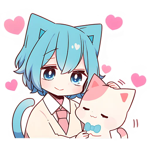 🥰 Стикер «Голубой котик-кун» для Telegram