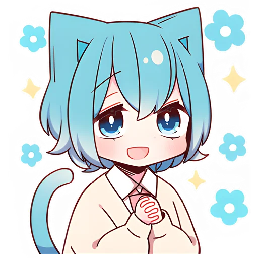 ☺ Стикер «Голубой котик-кун» для Telegram