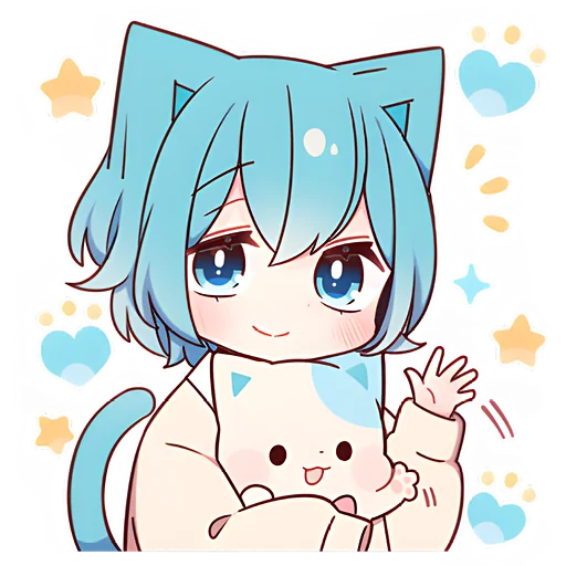 👋 Стикер «Голубой котик-кун» для Telegram
