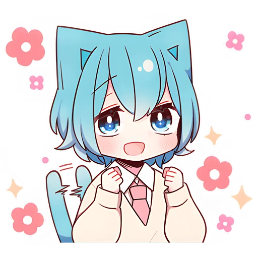 ☺ Стикер «Голубой котик-кун» для Telegram