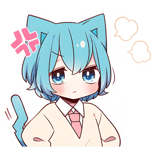 😤 Стикер «Голубой котик-кун» для Telegram