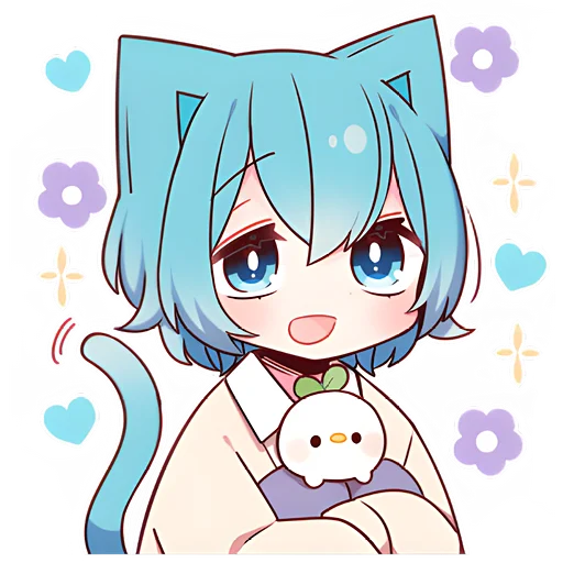 😍 Стикер «Голубой котик-кун» для Telegram