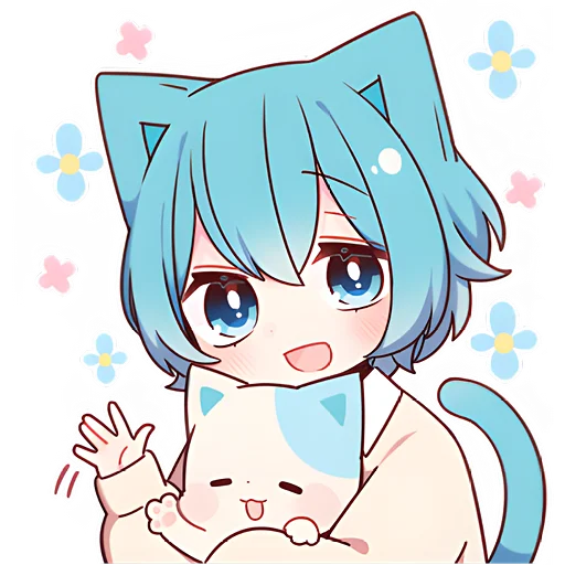 👋 Стикер «Голубой котик-кун» для Telegram