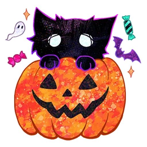 Стикерпак Halloween Space Cat для Telegram — скачать