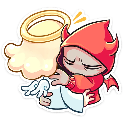 🤗 Стикер «Нимб и Рожки» для Telegram