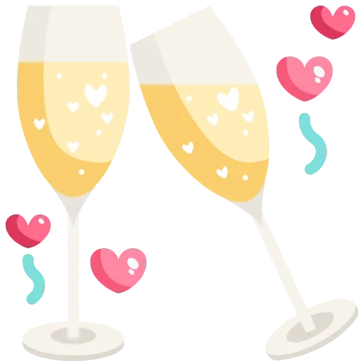 🥂 Эмодзи «Розовые буквы, сердечки, иконки» для Telegram