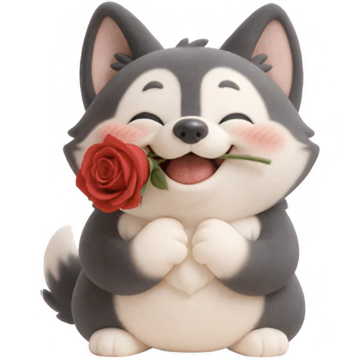 🌷 Стикер «Хаски щенок» для Telegram