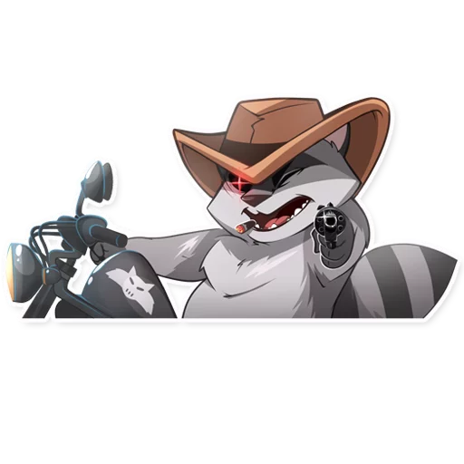 🏍 Стикер «Jaxon Jed Raccoon» для Telegram