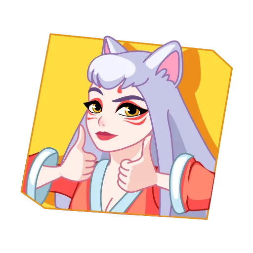 👍 Эмодзи «Kitsune - анимированная кицунэ» для Telegram